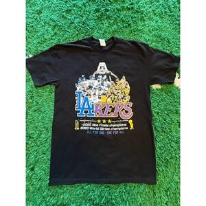 Suna Graphic T-Shirt Mens Medium Black Excellent 2020 Lakers Dodgers Champions
